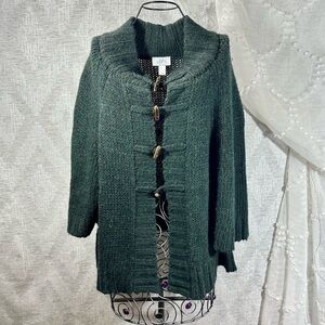 Ann Taylor Loft green mock neck poncho size M